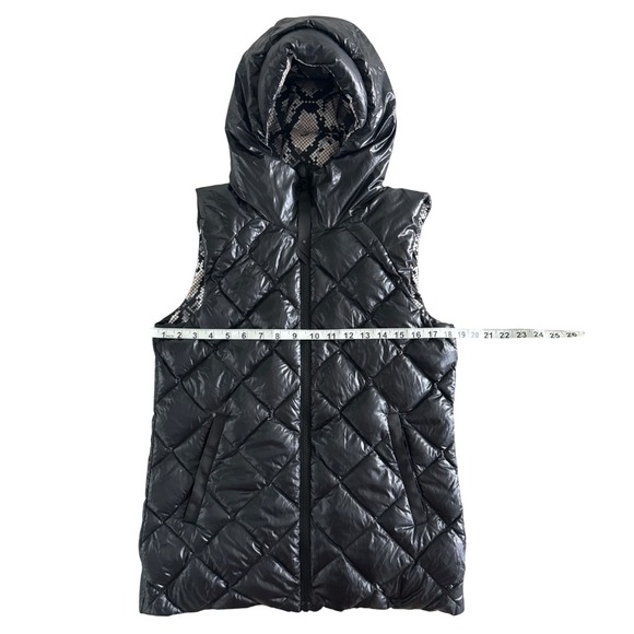 Lululemon The Fluffiest Vest Black Ziggy Snake Pink Black 650 Goose Down Sz 8 - Picture 5 of 14